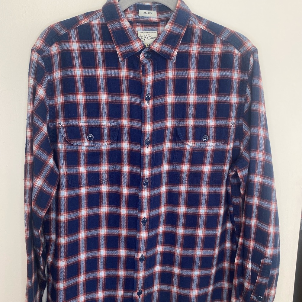 J.Crew Flannel Blue Classic M